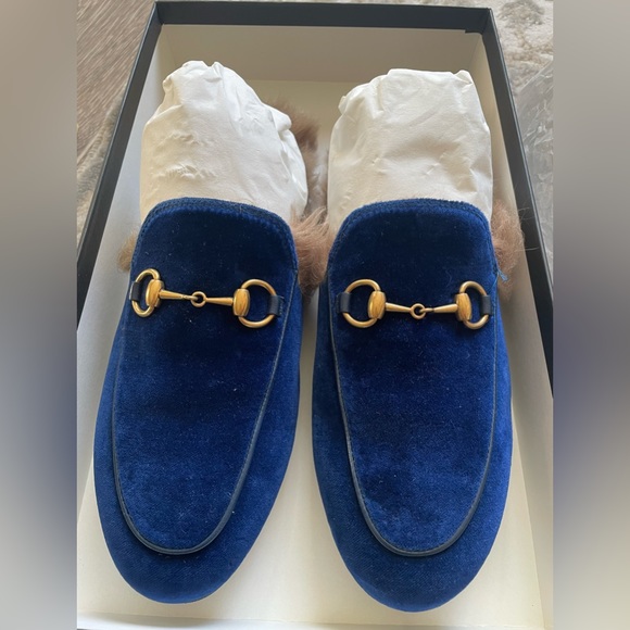 Authentic Gucci Softy Velvet Loafers Cobalt Blue size 36 - Picture 10 of 14